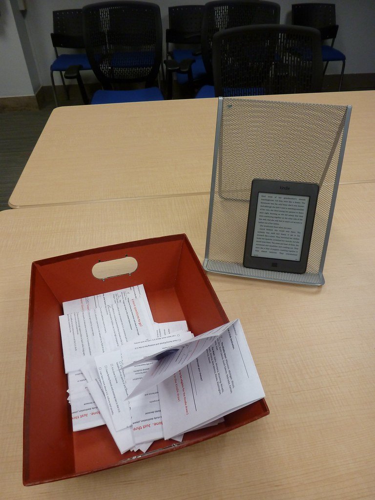 Official forms and paperwork tray, education department logo