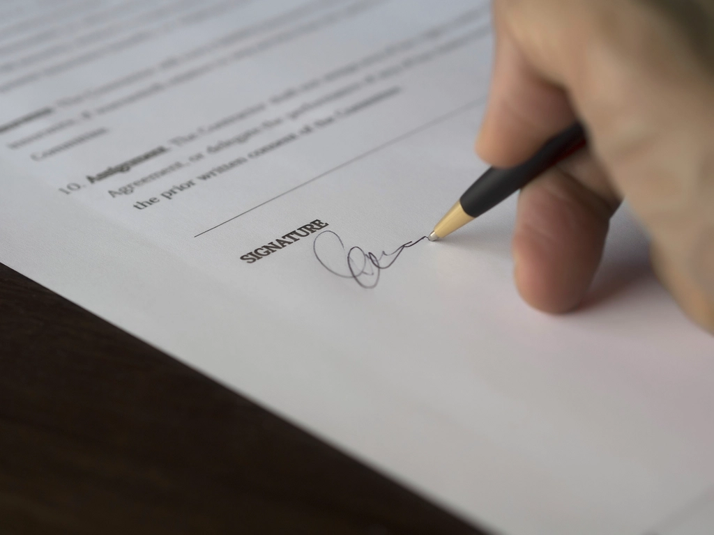 Official document signature, government policy logo